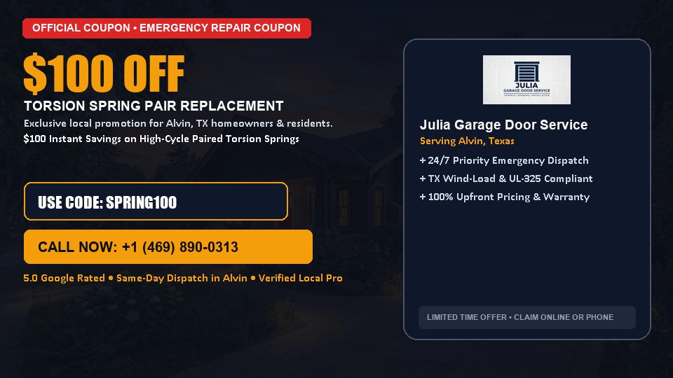 Julia Garage Door Service $100 OFF Dual Torsion Spring Replacement