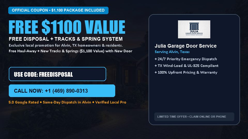 Julia Garage Door Service FREE Haul-Away & Heavy-Duty Tracks with New Door
